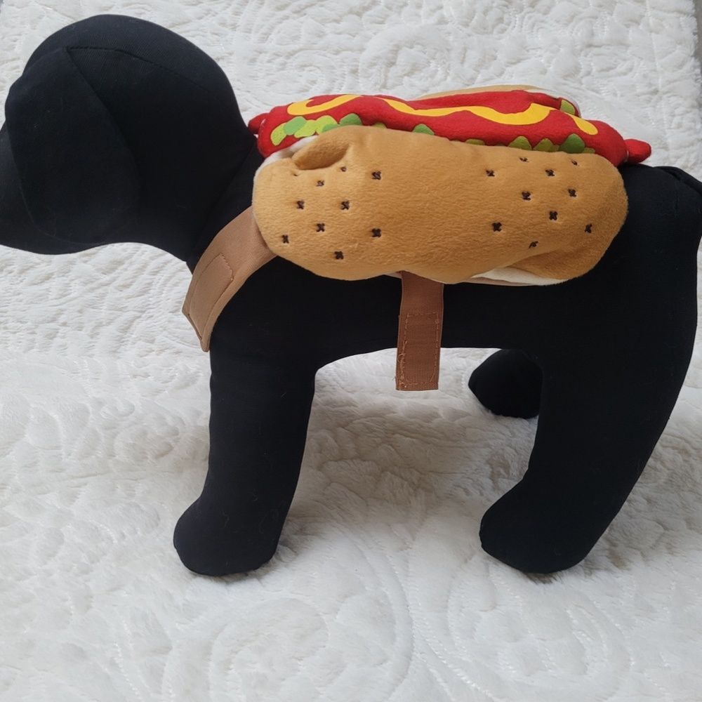 Padded Hot Dog Pet Costume Ketchup Mustard Relish Detail Halloween Size XS
